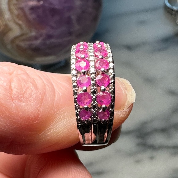 Genuine Ruby Sterling Silver Ring - Picture 3 of 5